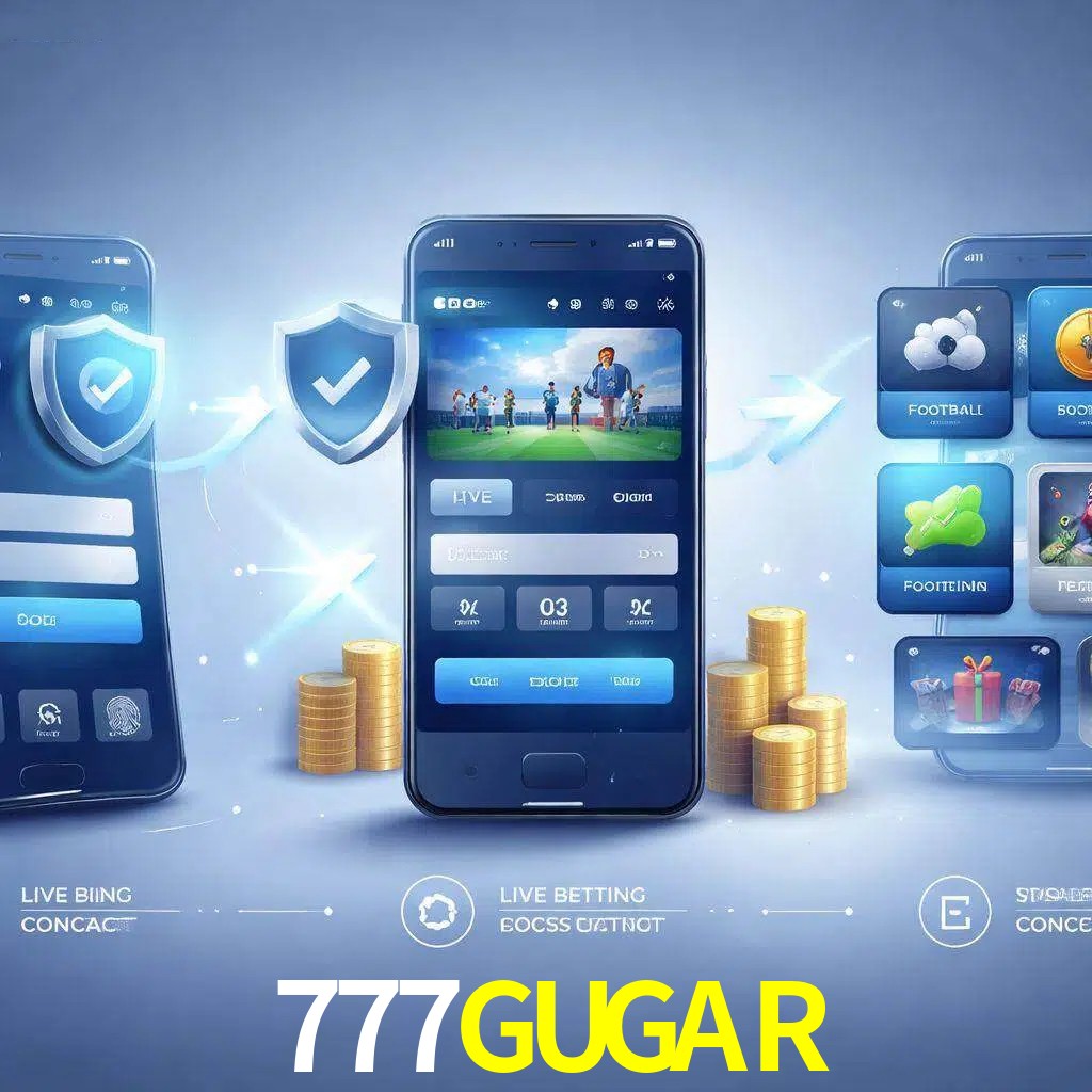 Pasos de acceso a la app 777GUGAR en pantalla de teléfono móvil